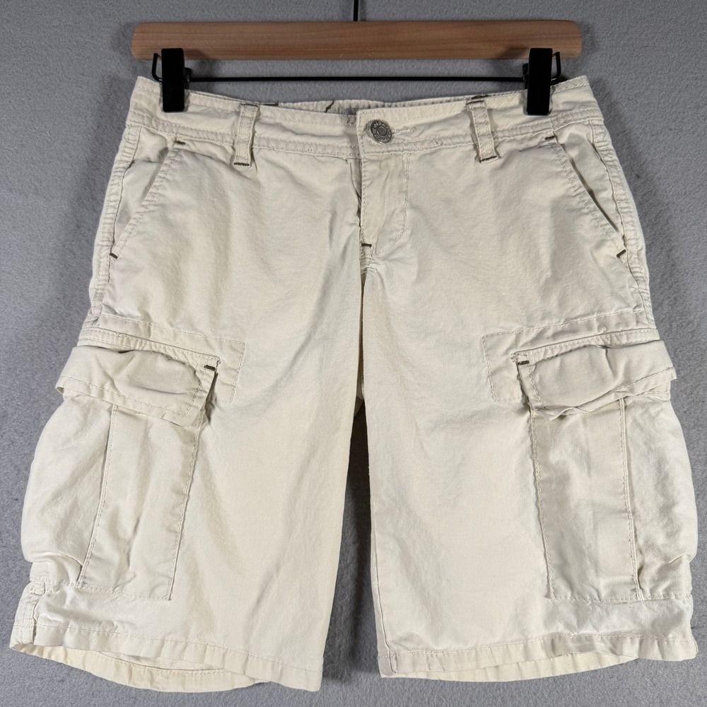 Unionbay Women Cream Beige Cargo Shorts Size 1 Cotton Utility Hiking Y2K 28W